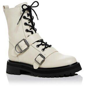 NIB DOLCE VITA Ronson Combat Lug Sole Lace Up Buckle Boot Cream 7